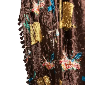 NWT Fashion U Brown Crushed Velvet Western Poncho With Tassels thumbnail 4