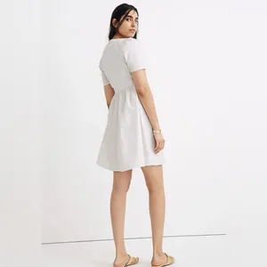 Madewell Tie-Front Poplin Cotton Retro Mini Dress Size‎ 8 in Lighthouse White thumbnail 3