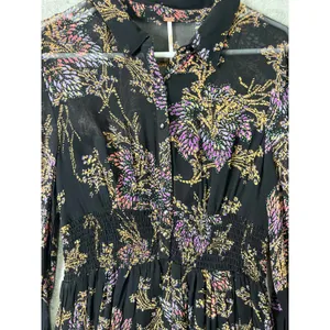 Free People Black Floral Mini Dress Boho Indie Sleaze Witchy‎ Romantic Grunge SM thumbnail 2