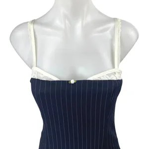 Edikted Blue Lace Pinstriped Sleeveless Cami Camisole Mini Bodycon Dress Size S thumbnail 3