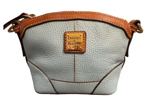 light blue Dooney & Bourke Pebble Grain Mini Domed Crossbody Brown Leather Trim thumbnail 1