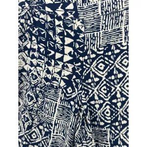 Solitaire Womens L‎ Blue Ikat Diamond Wide Leg Palazzo Pants Boho Hippie Indie thumbnail 4