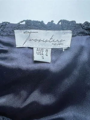 Twosisters The Label Rhia Lace navy Midi‎ Dress with Spaghetti Straps size 4 thumbnail 8