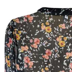 Xhilaration Floral Lace Up Sheer Top Blouse Black Size XS thumbnail 8