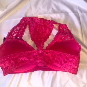 Felina bralette lace razor back bright pink Size L NWT thumbnail 4