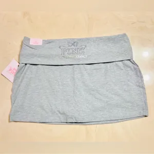 🎀PINK x LoveShackFancy Foldover Cotton Mini Skirt / Skort Bling Logo Preppy M thumbnail 5