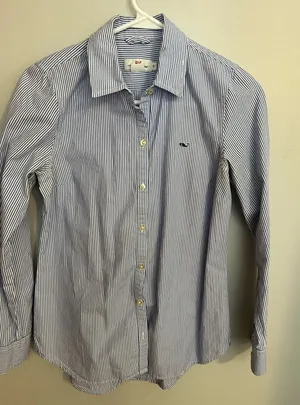 [Vineyard Vines] Blue/White Striped Button Down Shirt -‎ Size 0 thumbnail 1