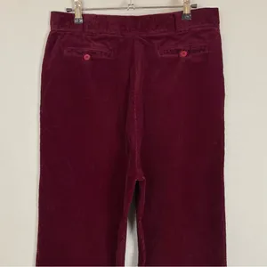 Corduroy Pants Burgundy Dark Red‎ Straight Leg Women High Waisted Rise Pockets thumbnail 9