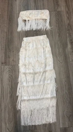 New Showpo Amalie 2PC Set Fringe Strapless Crop Top & Midi Skirt Set Size XS thumbnail 6
