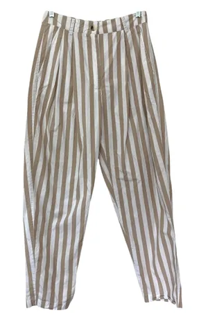Urban Outfitters Maximalism Barrel Crop Percy Striped Pleated High-Rise Pants 6 thumbnail 1
