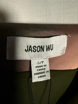 Jason Wu Satin Printed Green Cowl Neck Camo Blouse Size Small thumbnail 5