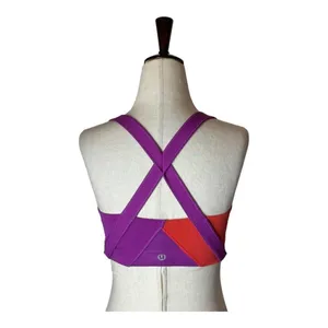 Lululemon Catch Me Sports Bra Women 4 Purple Red Criss Cross Back‎ Athleisure thumbnail 4