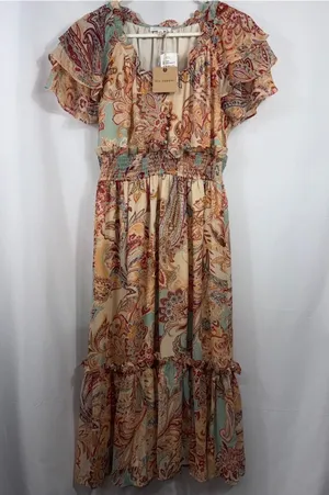 Blu Pepper Paisley Flutter Sleeve Maxi Dress M NWT thumbnail 1