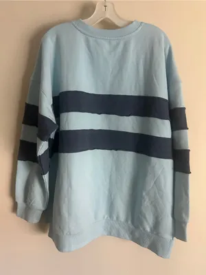 JoyLab Women's Striped Oversized French Terry Crewneck Sweatshirt L thumbnail 4