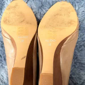 Aldo Peep Toe Wedge shoes sandals size 8 business business refined polished tan thumbnail 6