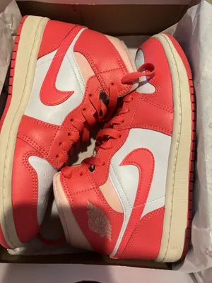 White and Coral Women’s Air Jordan 1’s thumbnail 2