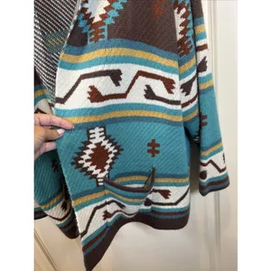 Anne French Aztec Geometric Open Front Cardigan Southwestern Cozy Casual 2X/3X thumbnail 2