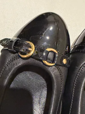 Agl Black Leather Ballet Flats with Gold Buckle Detail thumbnail 9