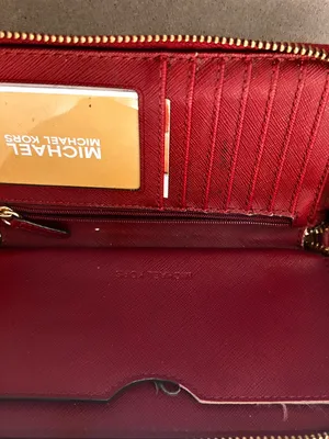 Michael Kors Saffiano Wallet in Burgundy with Gold Hardware thumbnail 4