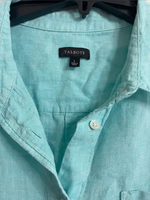 Talbots Linen Classic-Collar Short-Sleeve Shirt Size Large thumbnail 3