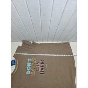 Brooks Distance Graphic Short Sleeve Shirt Heather‎ Oatmeal Run Happy. Size L thumbnail 6