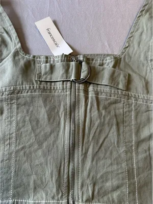 Francesca’s Mi Ami Green Crop Top Corset Zip Front Sleeveless Women’s M thumbnail 6