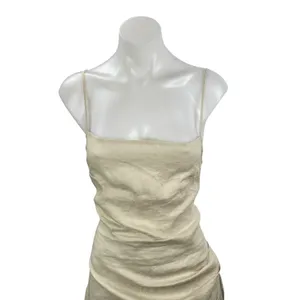 NA-KD Beige Cream Sleeveless Cami Tank Ruched Asymmetric Maxi Dress Size 10 thumbnail 2