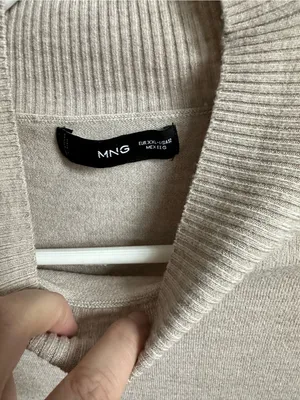 Mango Long Sleeve Mock Neck Knit Dress in Light Beige thumbnail 8