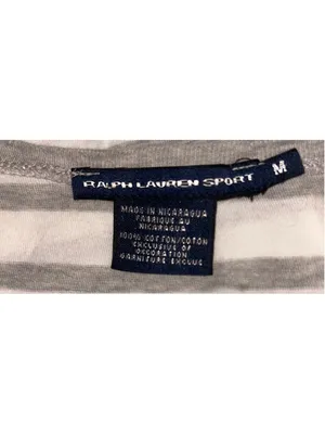 Women's Ralph Lauren Sport Striped Short Sleeve Tee, Size M, White/Grey thumbnail 4