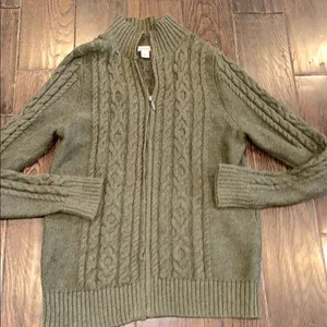 L.L. Bean Olive Green Knit zippered Sweater size small thumbnail 4