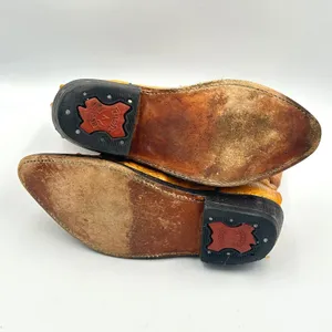⁠Vintage Mustard Yellow Caiman Leather Cowboy Boots Womens 4.5 5 Youth 3 Western thumbnail 5