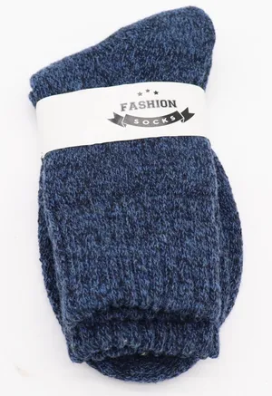 Fashion Socks Wool Socks Womens 5-8 Crew Navy Blue Marled Knit New thumbnail 1