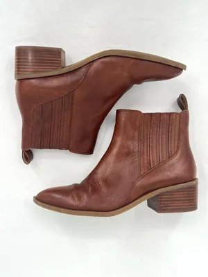 Crown Vintage Tolana2 Brown Leather Block Heel Chelsea Ankle Boots Booties 7.5 thumbnail 3
