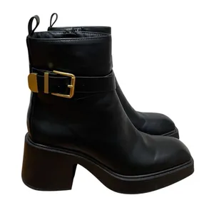 Chinese Laundry Adriel Black Gold Buckle Platform Ankle Boots Women Size 7.5 thumbnail 1
