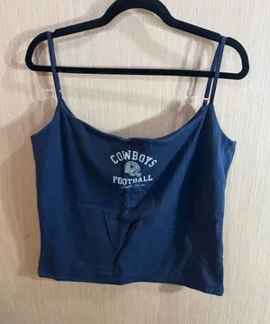Abercrombie & Fitch Navy NFL Dallas Cowboys Football Cropped Tank Top Size XXL thumbnail 1