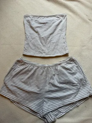 White Fox Boutique Striped Tube Top Shorts Set thumbnail 1
