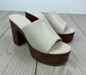 Madden Girl Women's Hill Platform Heeled Sandal 7.5 Almond PU thumbnail 1