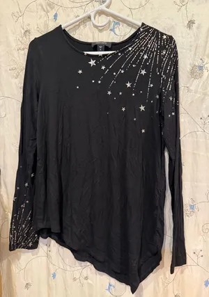Karen Kane Black Starburst Embellished Long Sleeve Top thumbnail 1