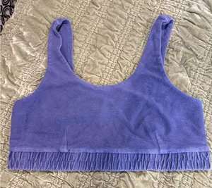 Fabletics Women's Purple Crop Top / Bra thick cotton size Large thumbnail 1