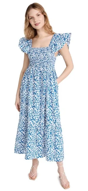 O.P.T. Tuscany‎ Dress Blue and White Floral Size Small thumbnail 1