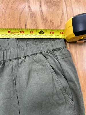 Eddie Bauer Womens Small Capri Cargo Pants Olive Green‎ Linen Blend Roll Cuff thumbnail 9