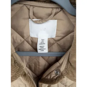 H&M Womens Quilted Jacket Tan Corduroy Trim Barn Coat‎ Small thumbnail 4