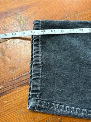 Vintage Y2K Empyre Washed Black Straight Leg Cargo‎ Jeans Zipper Knees Size 12 thumbnail 7