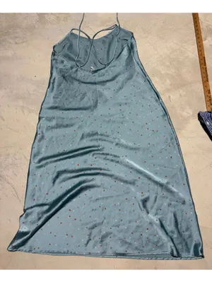 Free people intimately easy to love Light Blue Satin Slip midi Dress large thumbnail 6