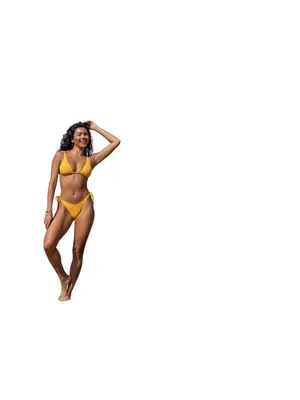 NWT Roxy Womens Tiki Triangle Tie-Back Bikini Swim Top 52038270405 Yellow XL thumbnail 2