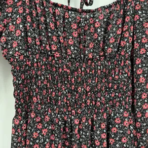 Code Mode Floral Smocked Long Sleeve Midi Dress Black Red Boho Cottagecore Sz M thumbnail 4