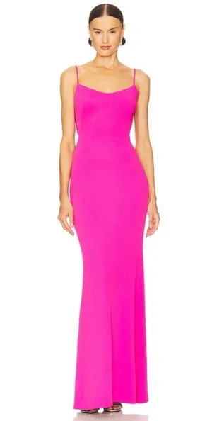 NEW NWT Katie May Damn Gina Low Back Maxi Gown In Electric Pink thumbnail 1