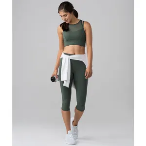 Lululemon Sun Setter Bra Size 6 Dark Forest Green Sports Bra Mesh Workout W2AK1S thumbnail 3