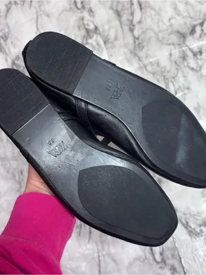Zara Black Leather Mary Jane Loafers Gold Buckles size 38 NWT New casual thumbnail 6