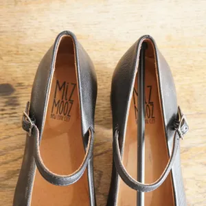 Miz Mooz Gabbie‎ Black Metallic Leather Mary Jane Block Heel Pumps Shoes Size 38 thumbnail 7